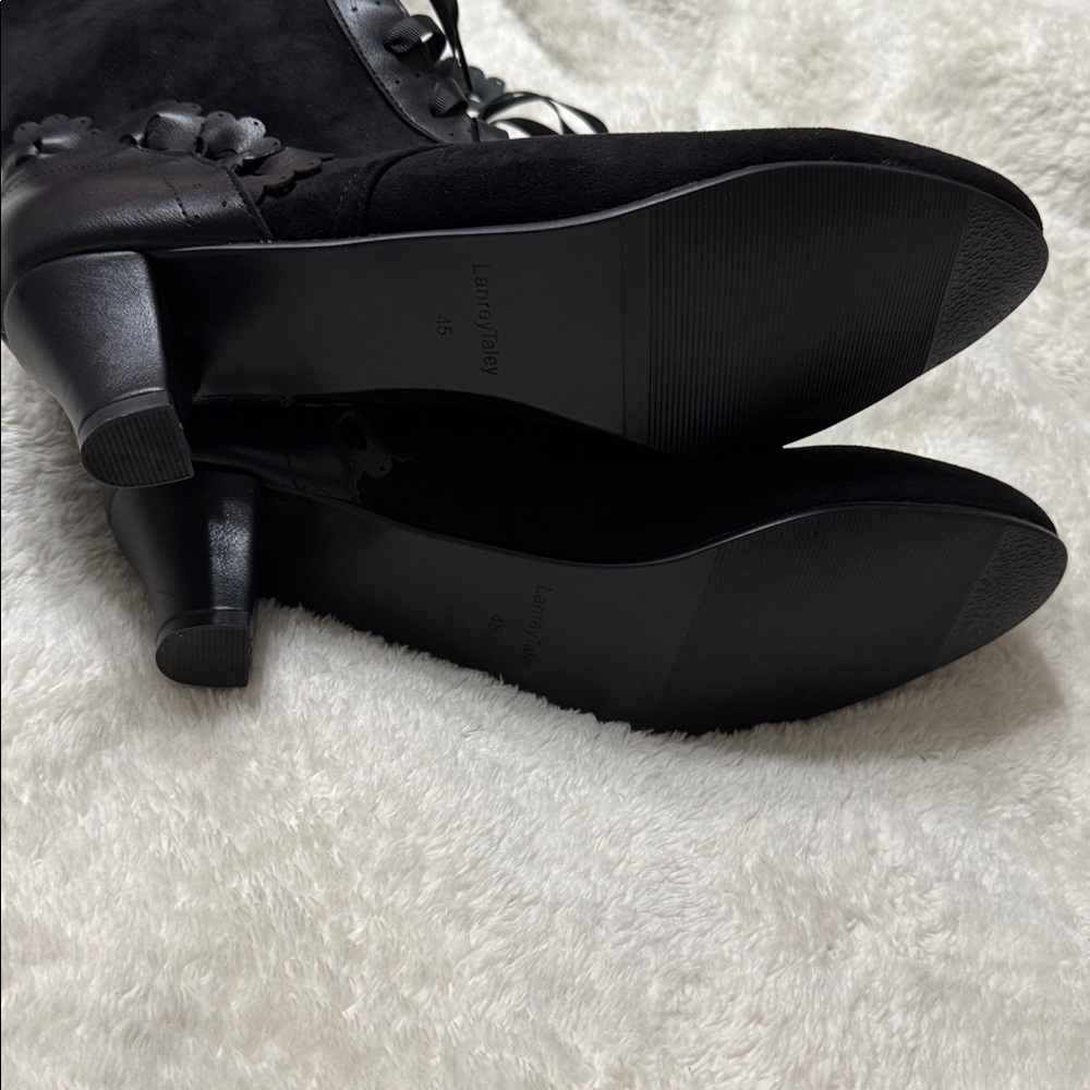 Victorian Boots Lace Up Renaissance Goth Vintage Ruffles  Mid Heels Granny - Picture 9 of 13